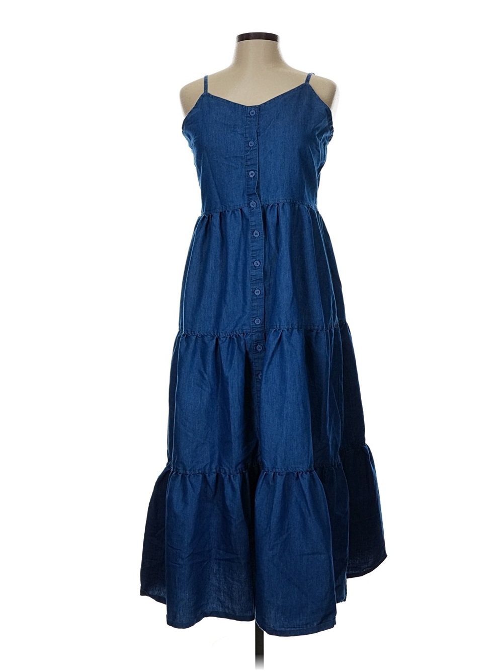 Taxi Sleeveless LargeTiered Maxi Dress - Blue
